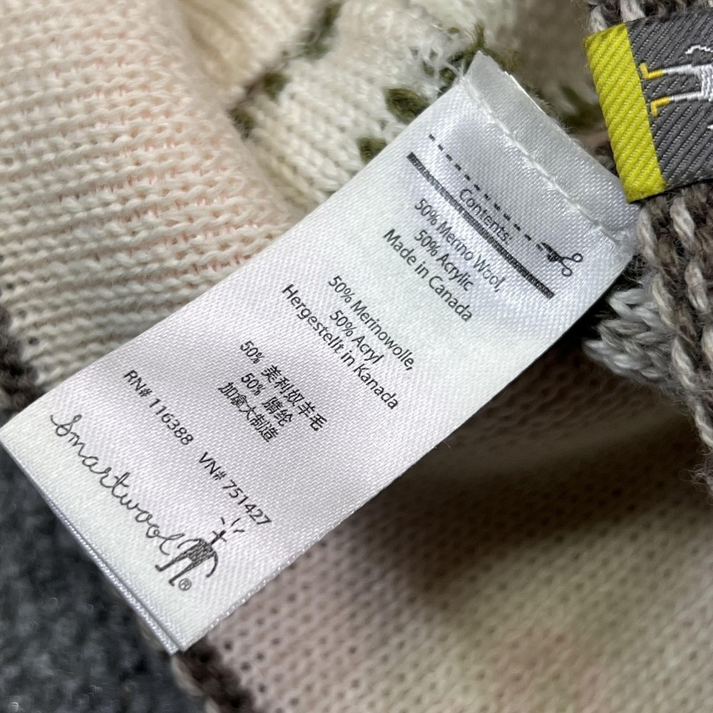 Smartwool Beanie Mens One Size White Green Striped Merino Wool Knit Winter Warm - Picture 5 of 5